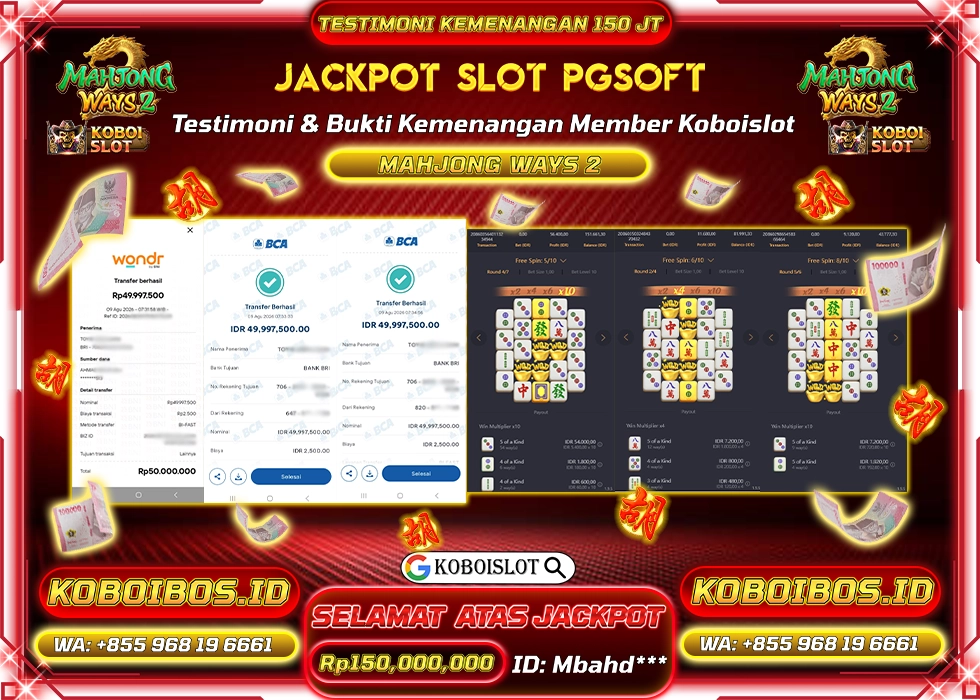 BUKTI KEMENANGAN Mbahd*** SLOT GACOR MAHJONG WAYS 2 Rp150.000.000,- LUNAS
